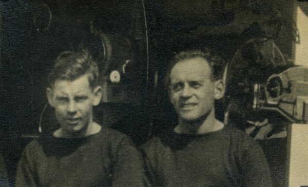 Stanley with fellow Worthing crewmate, Ernest Wood, onboard HMS Acasta